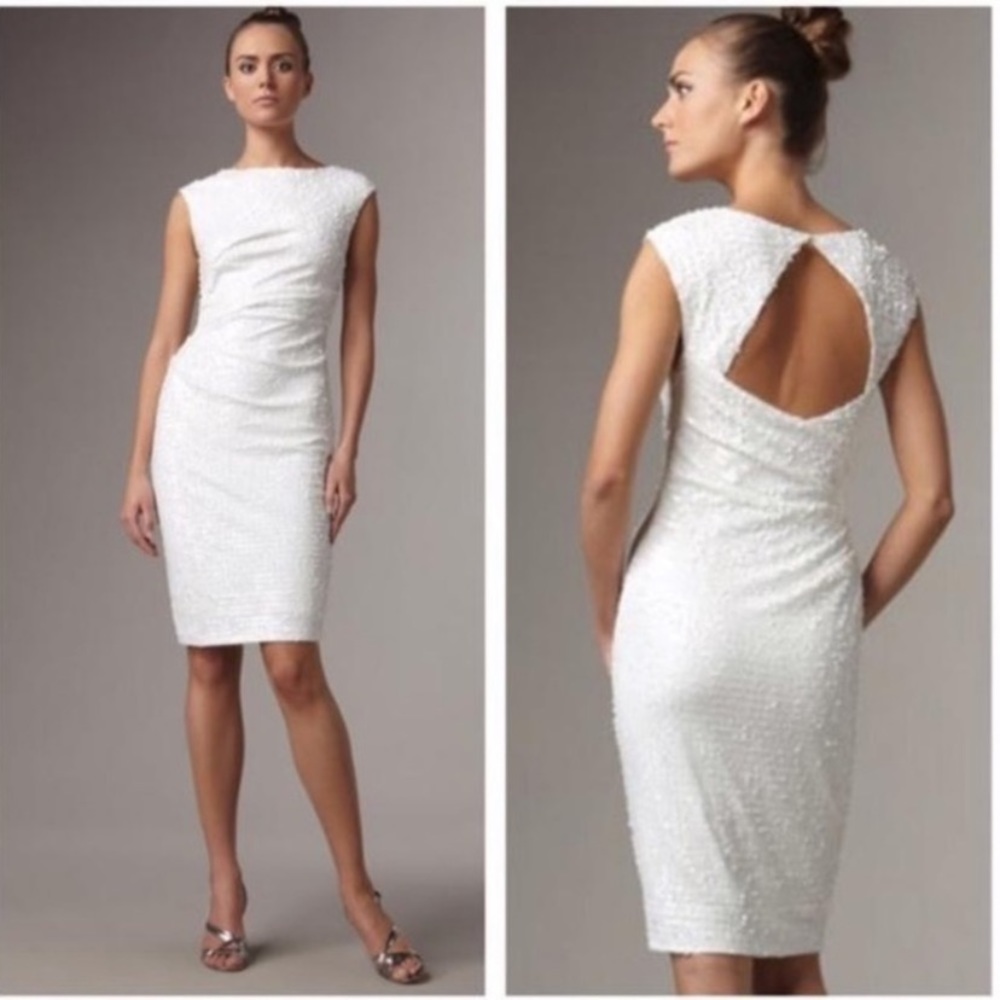 David Meister white sequin dress size 4